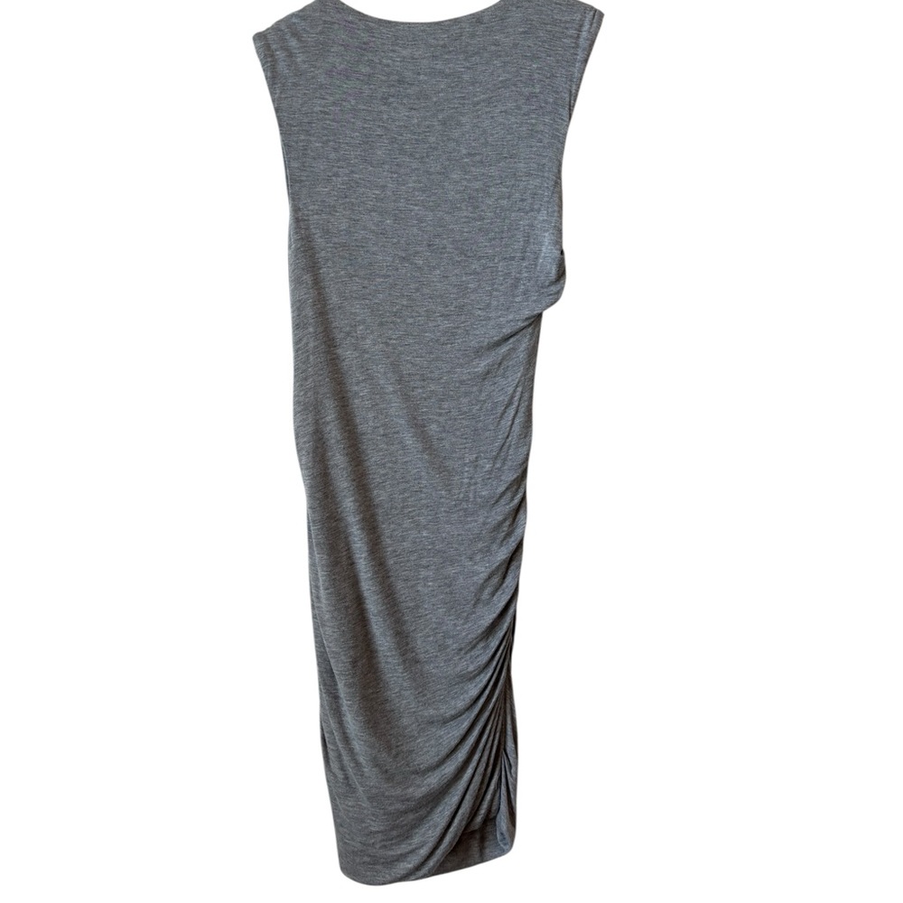 RACHEL Rachel Roy Ruched Bodycon Midi Dress Sz M Stretchy Lightweight Neutral - Picture 5 of 8